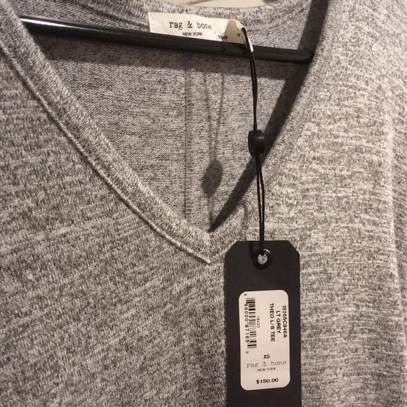 Rag & bone Light Grey Theo Long Sleeve Tee - Picture 9 of 13